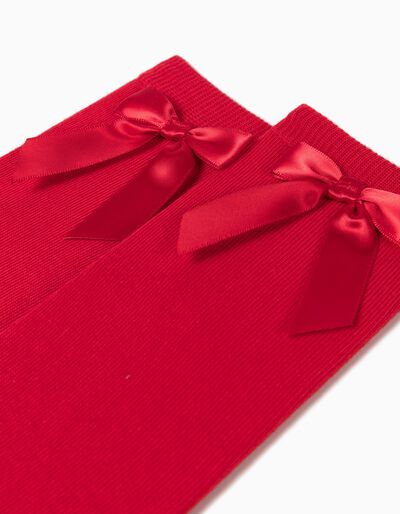 ZIPPY - KNEE HIGH SOCKS WITH BOW FOR GIRLS, RED 2