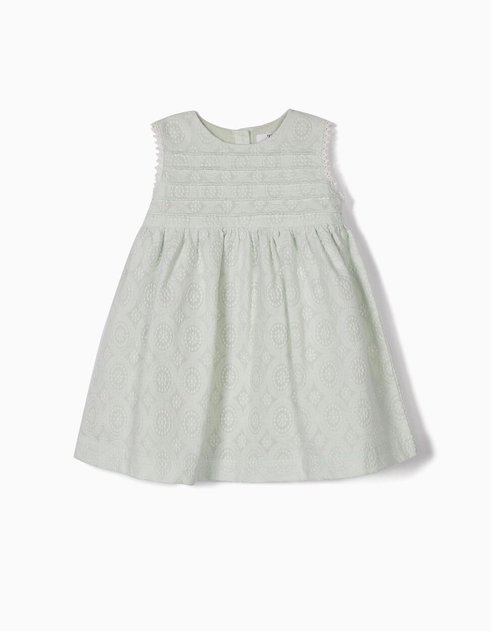 ZIPPY - BABY GIRL DRESS AND DIAPER COVER WITH EMBROIDERY, GREEN