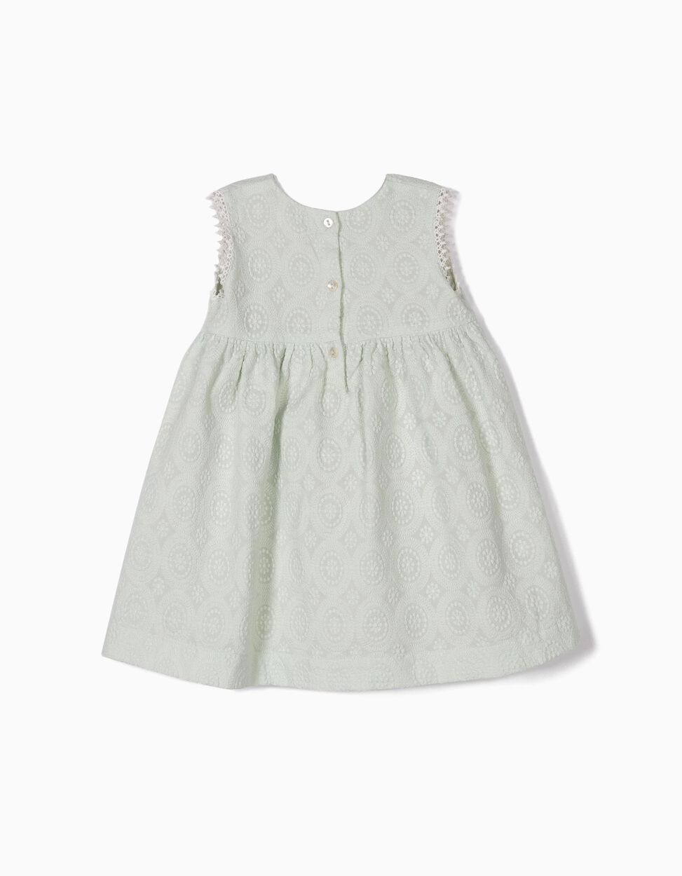 ZIPPY - BABY GIRL DRESS AND DIAPER COVER WITH EMBROIDERY, GREEN 2