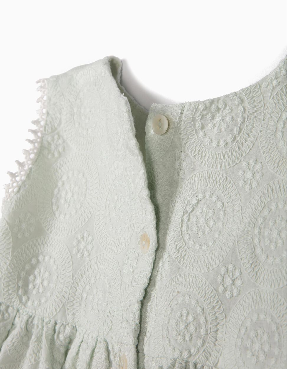 ZIPPY - BABY GIRL DRESS AND DIAPER COVER WITH EMBROIDERY, GREEN 6