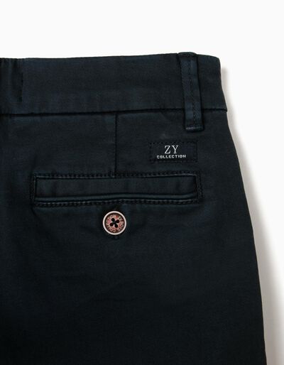 ZIPPY - CHINO SHORTS FOR BOYS, DARK BLUE 4