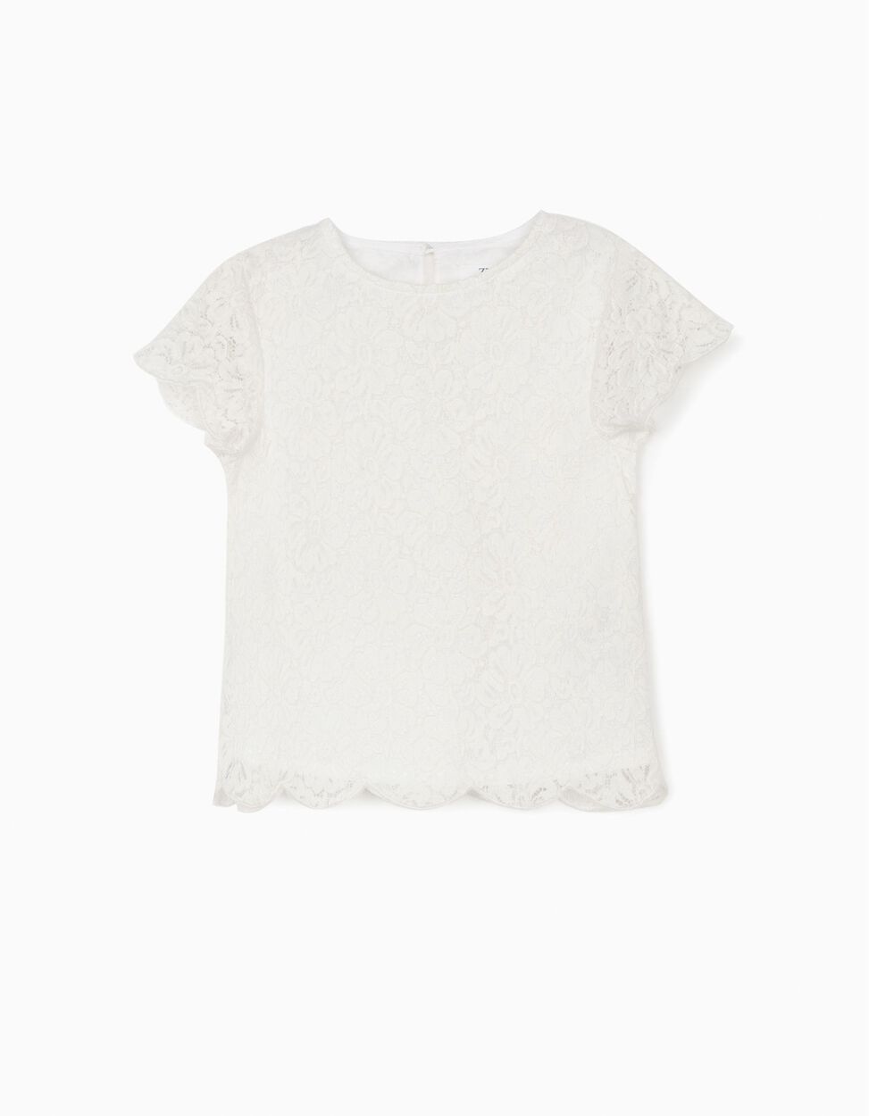 ZIPPY - LACE BLOUSE FOR GIRLS, WHITE