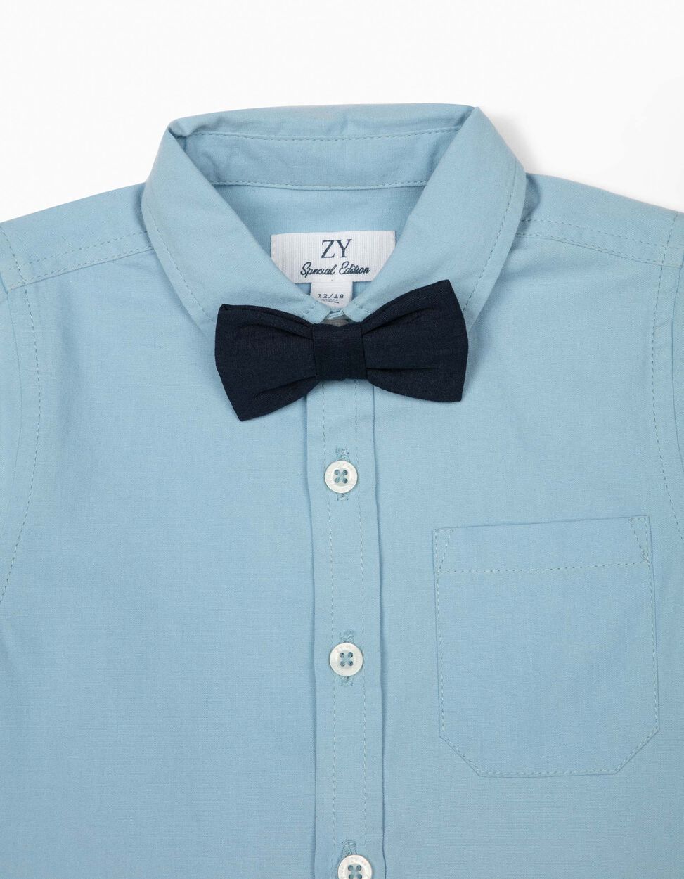 ZIPPY - SHIRT WITH BOW TIE AND SHORTS FOR BABY BOYS, BLUE/BEIGE 3