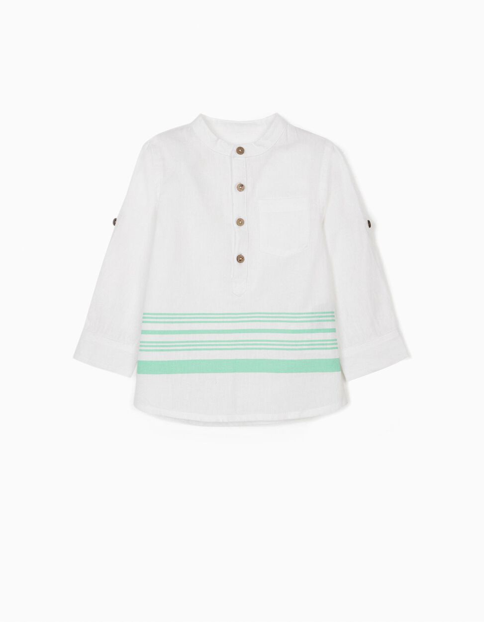 ZIPPY - SHIRT WITH LINEN FOR BABY BOYS, 'STRIPES', WHITE