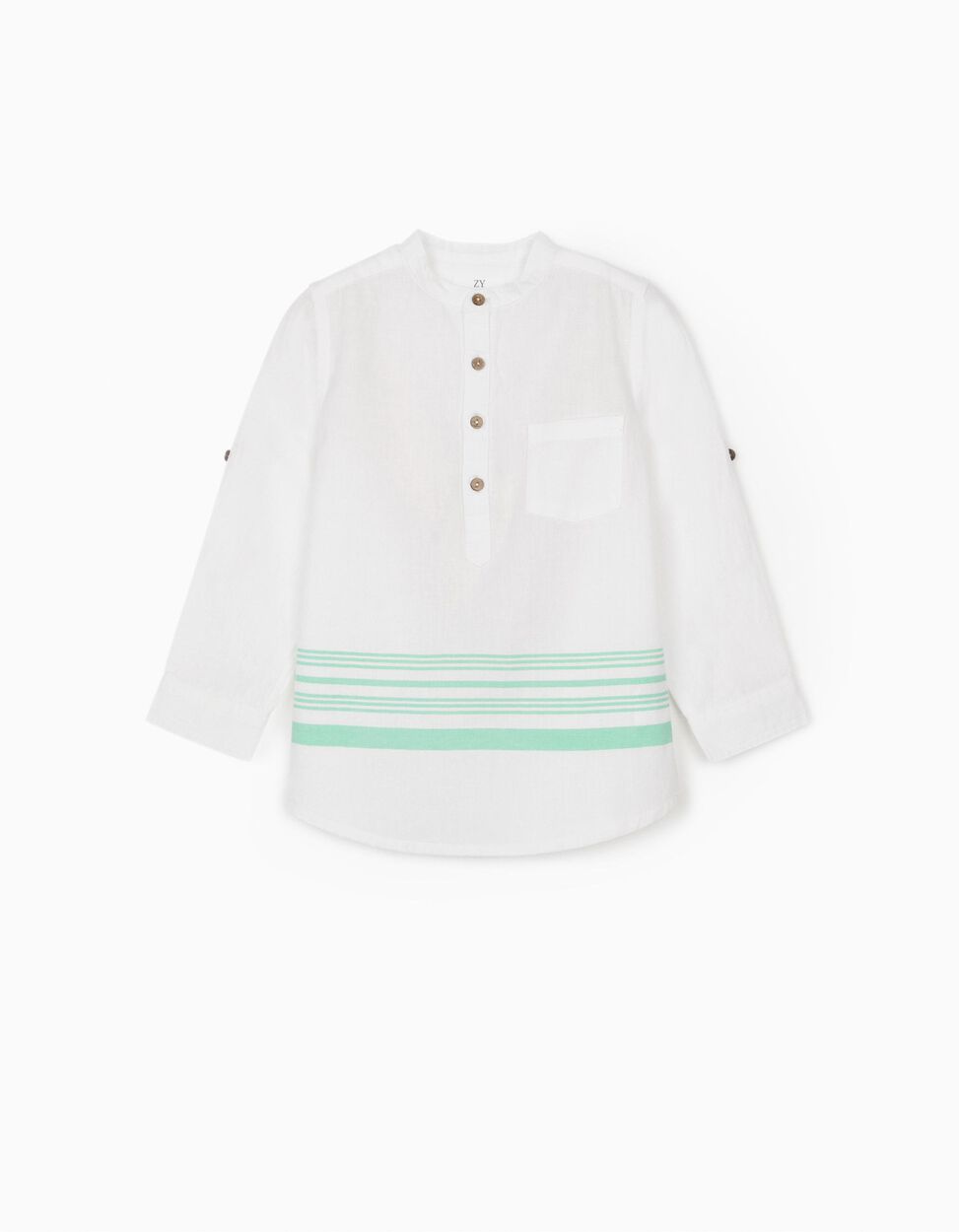 ZIPPY - SHIRT WITH LINEN FOR BOYS, 'STRIPES', WHITE