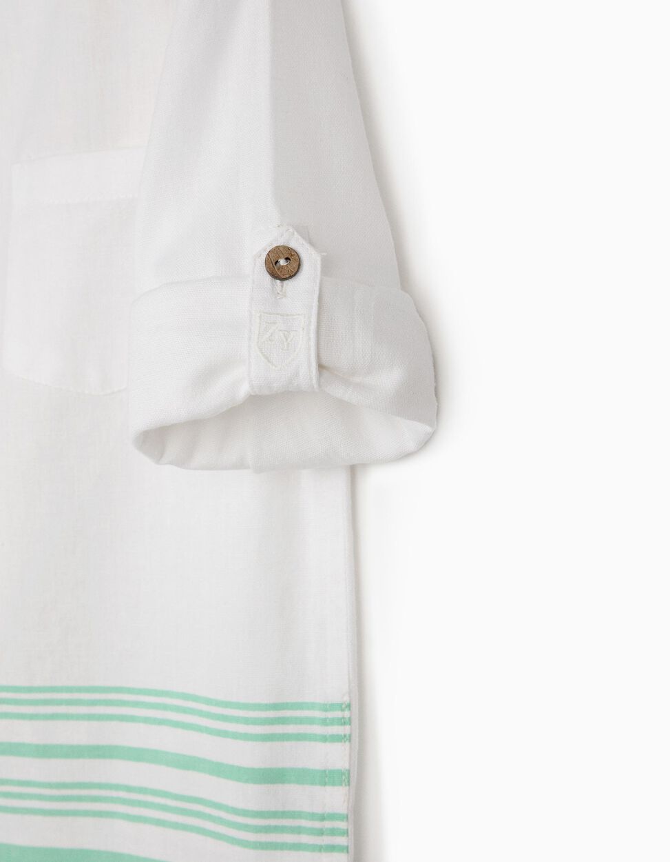 ZIPPY - SHIRT WITH LINEN FOR BOYS, 'STRIPES', WHITE 4