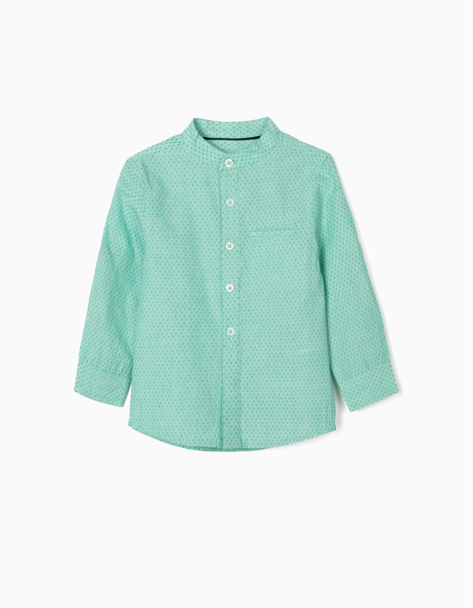 ZIPPY - SHIRT WITH MANDARIN COLLAR FOR BABY BOYS, GREEN