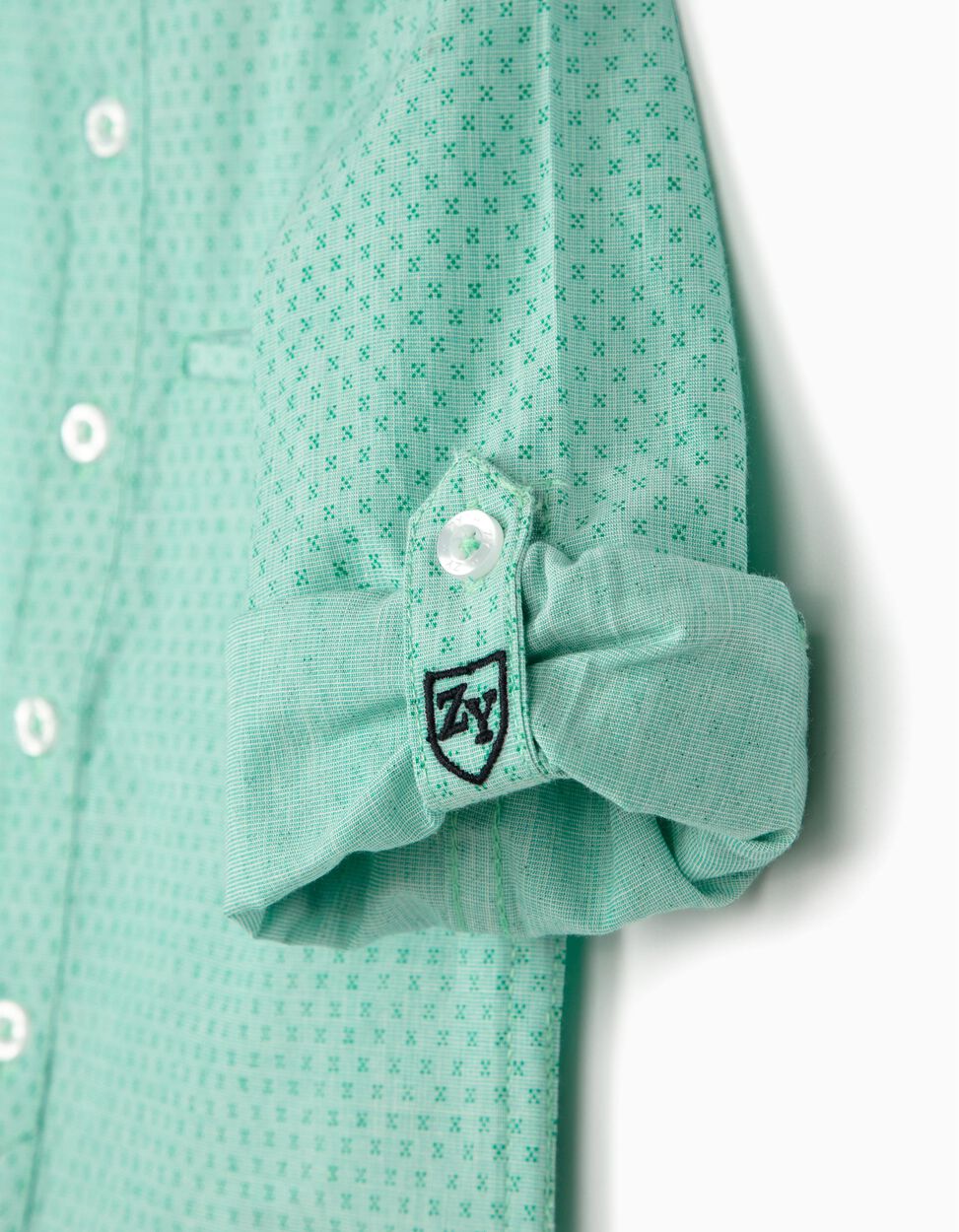 ZIPPY - SHIRT WITH MANDARIN COLLAR FOR BABY BOYS, GREEN 4