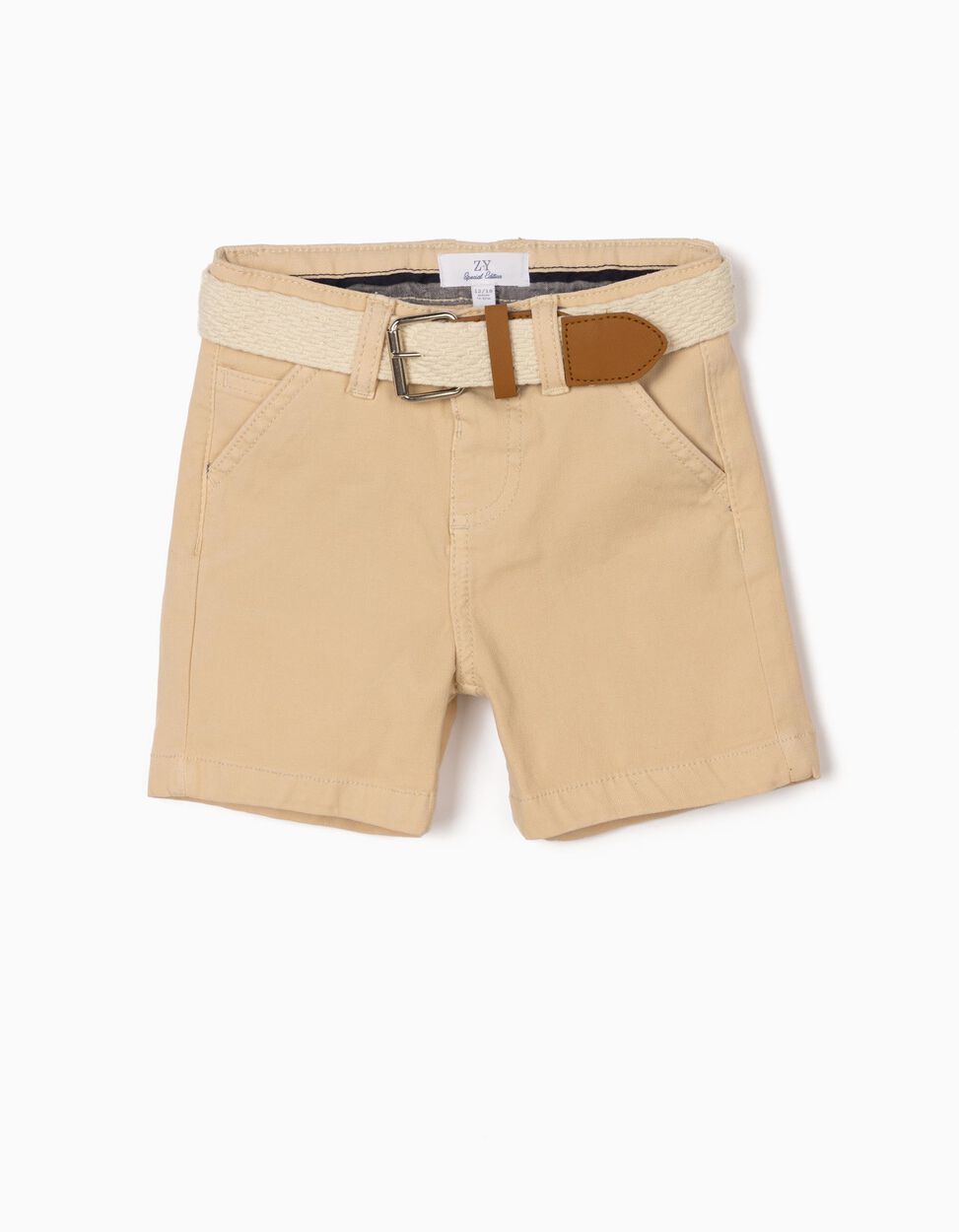ZIPPY - SHORTS WITH BELT FOR BABY BOYS, BEIGE