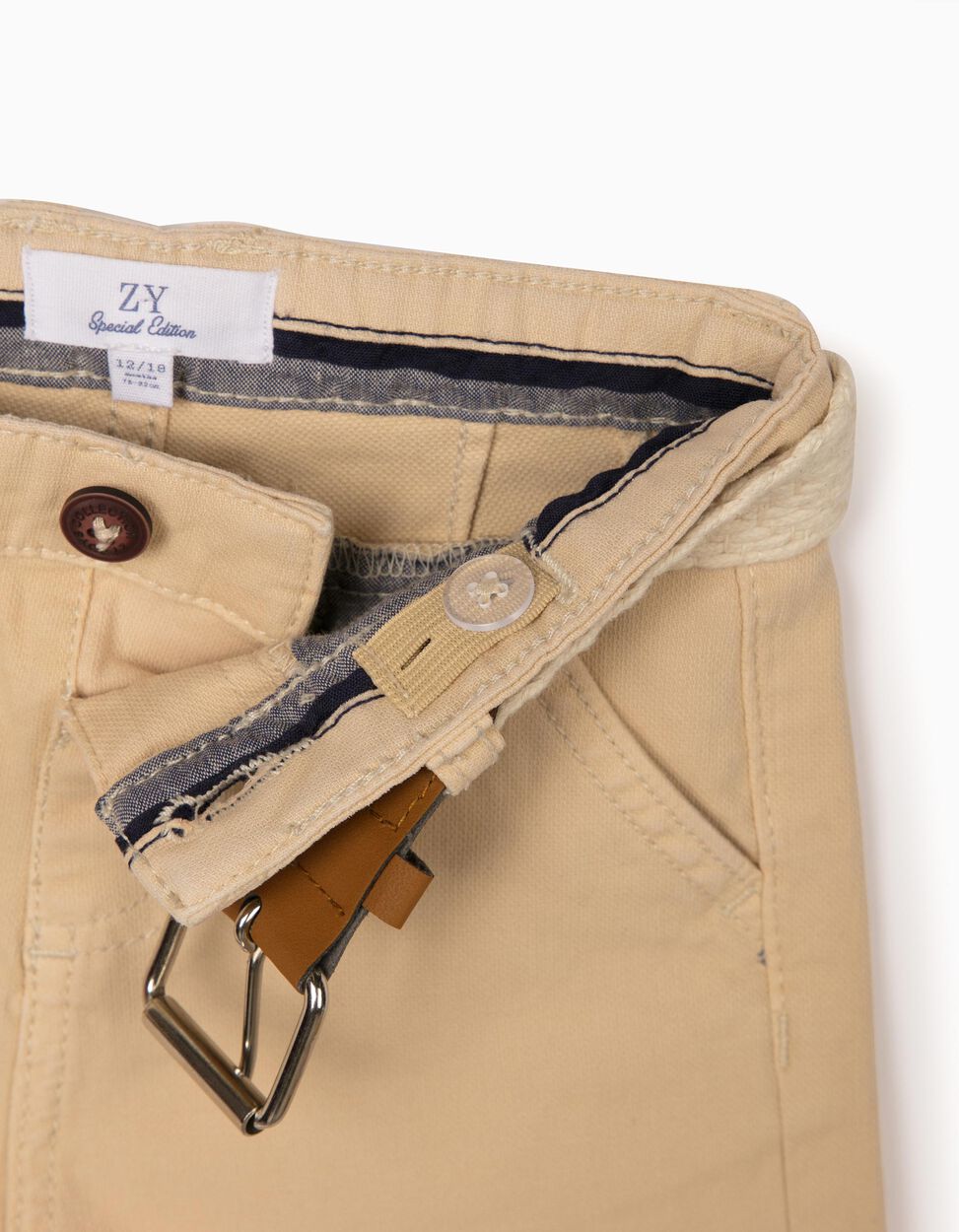 ZIPPY - SHORTS WITH BELT FOR BABY BOYS, BEIGE 3