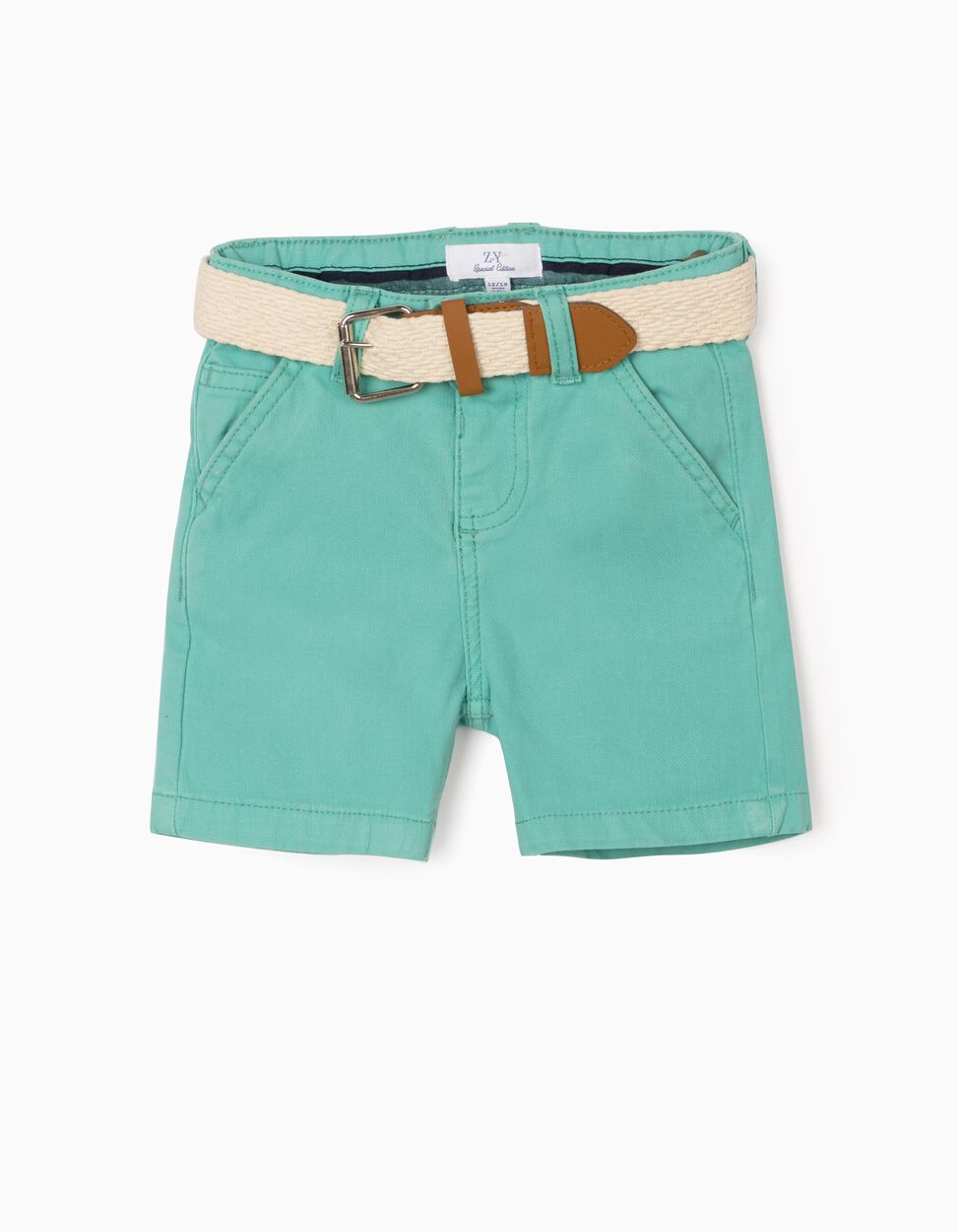 ZIPPY - SHORTS WITH BELT FOR BABY BOYS, GREEN