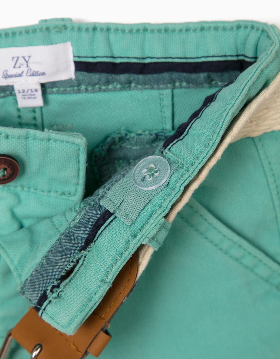 ZIPPY - SHORTS WITH BELT FOR BABY BOYS, GREEN 3