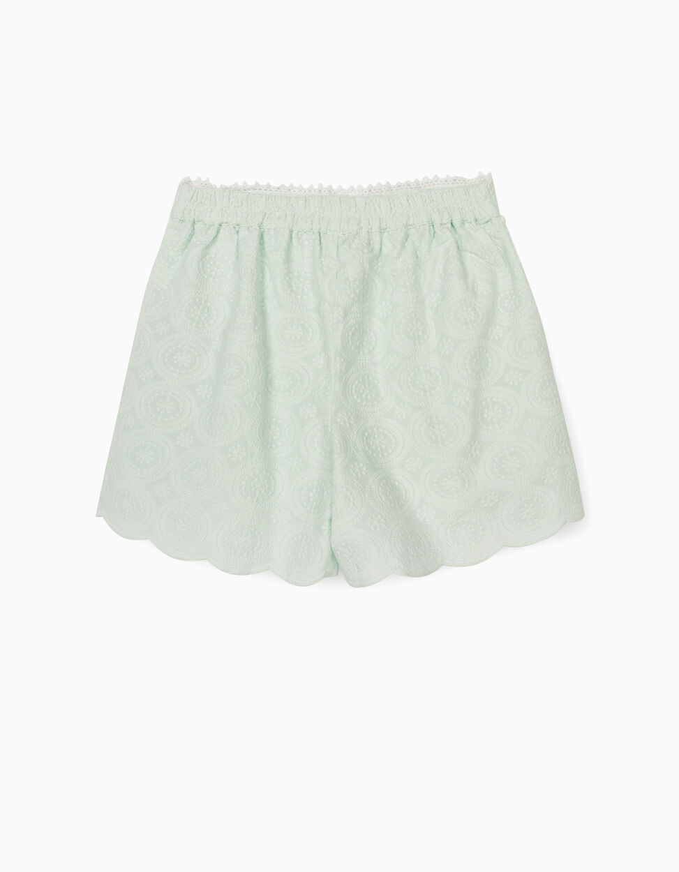 ZIPPY - EMBROIDERED SHORTS FOR GIRLS, AQUA GREEN 2