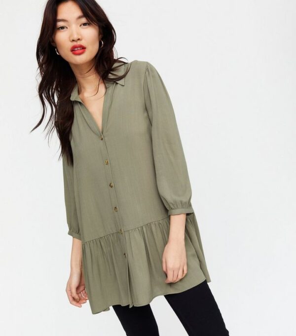 olive 34 sleeve long peplum shirt 5