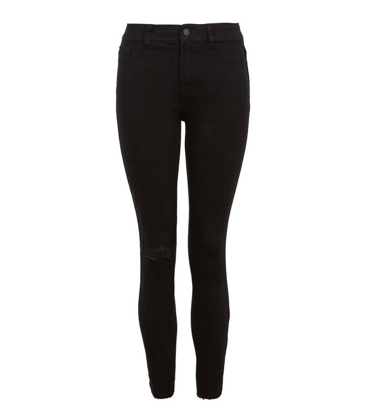 NEWLOOK - Black Ripped Mid Rise India Super Skinny Jeans 5