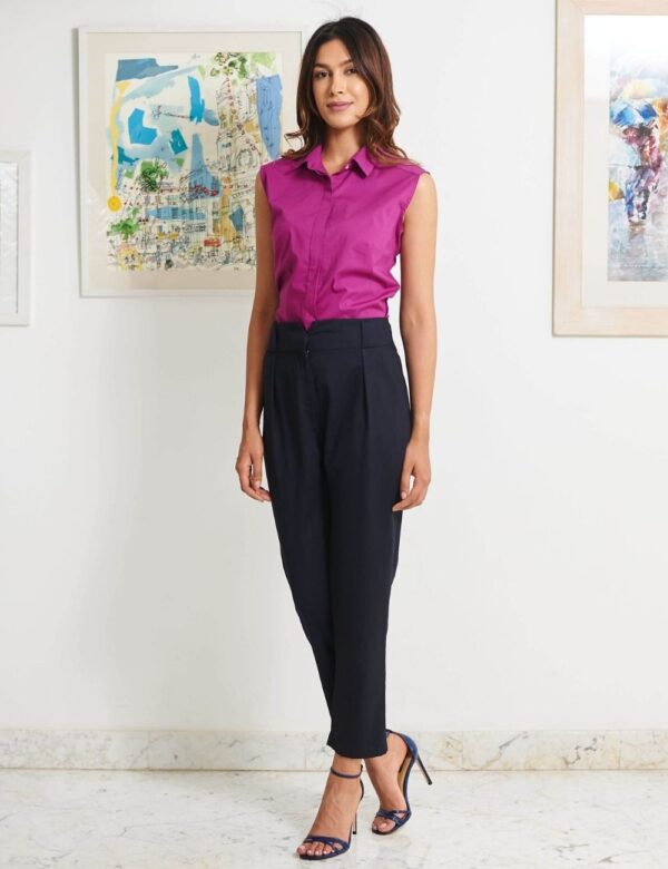 sana shirt haut sans manches violet en coton et elasthane