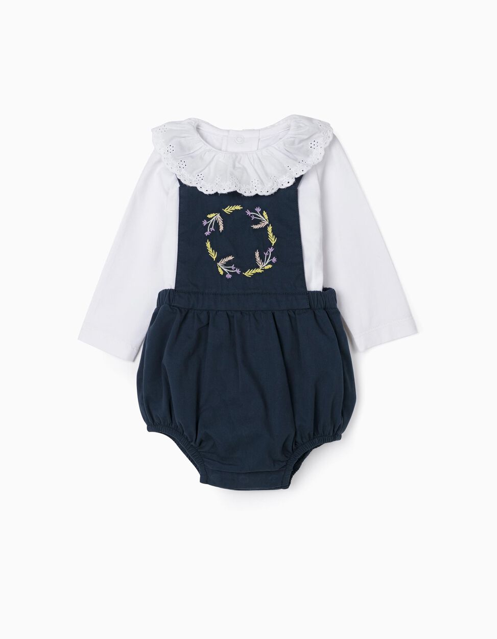 Zippy - EMBROIDERED JUMPSUIT & BODYSUIT FOR NEWBORN BABY GIRLS, BLUE/WHITE