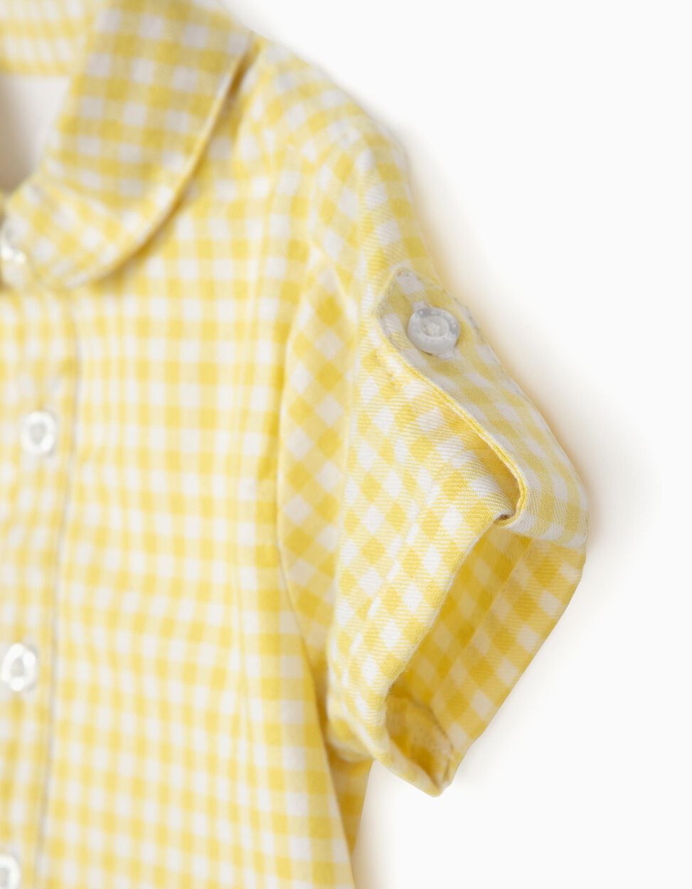 Zippy - GINGHAM PLAID SHIRT BODYSUIT FOR NEWBORN BABY BOYS, YELLOW/WHITE 3
