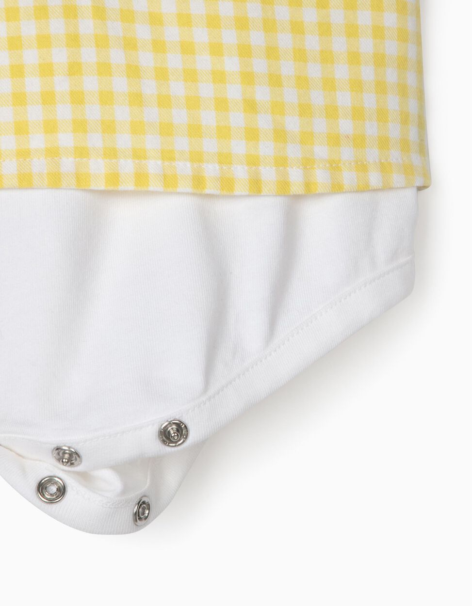 Zippy - GINGHAM PLAID SHIRT BODYSUIT FOR NEWBORN BABY BOYS, YELLOW/WHITE 4
