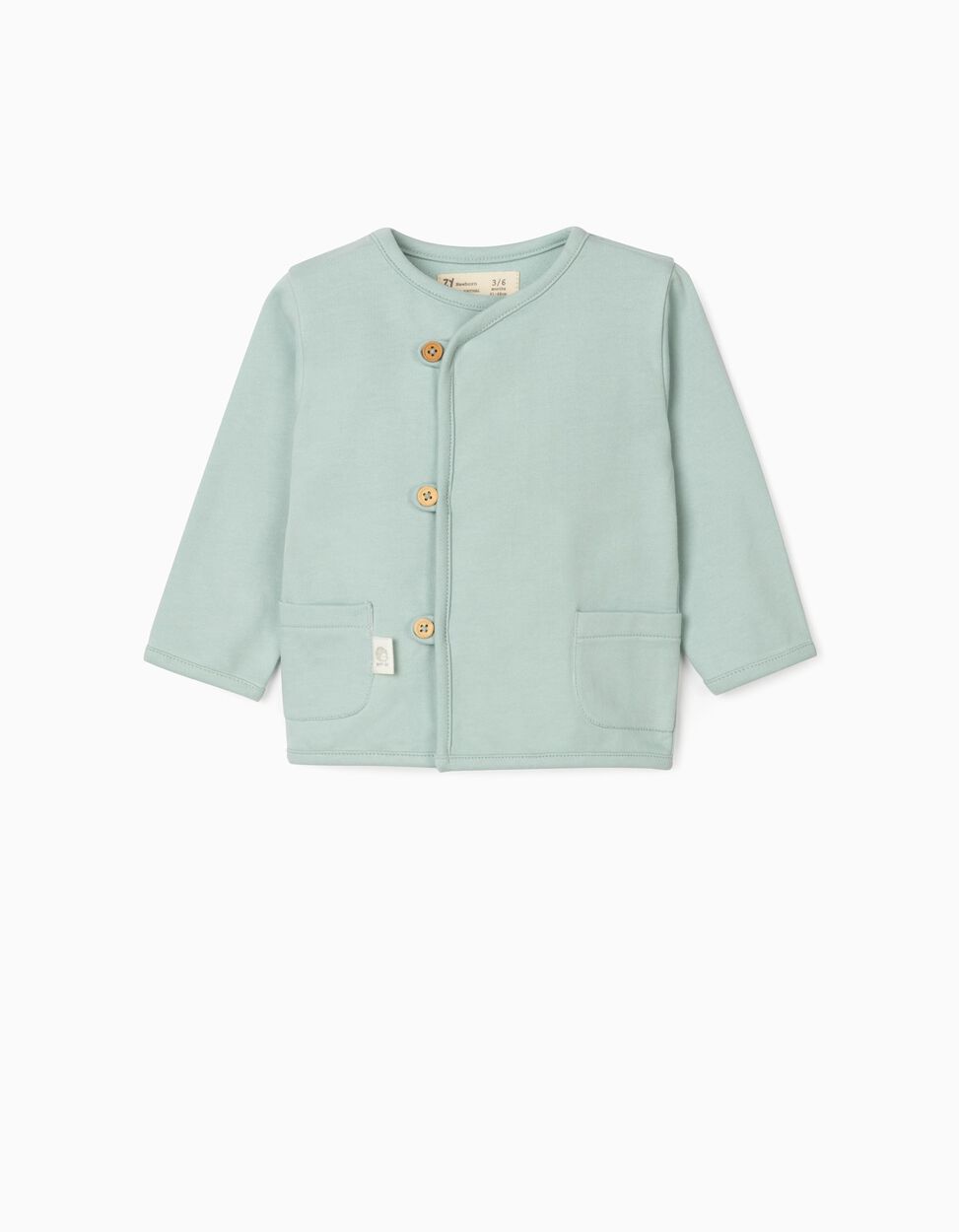Zippy - ORGANIC COTTON JACKET FOR NEWBORN BABY GIRLS, AQUA GREEN