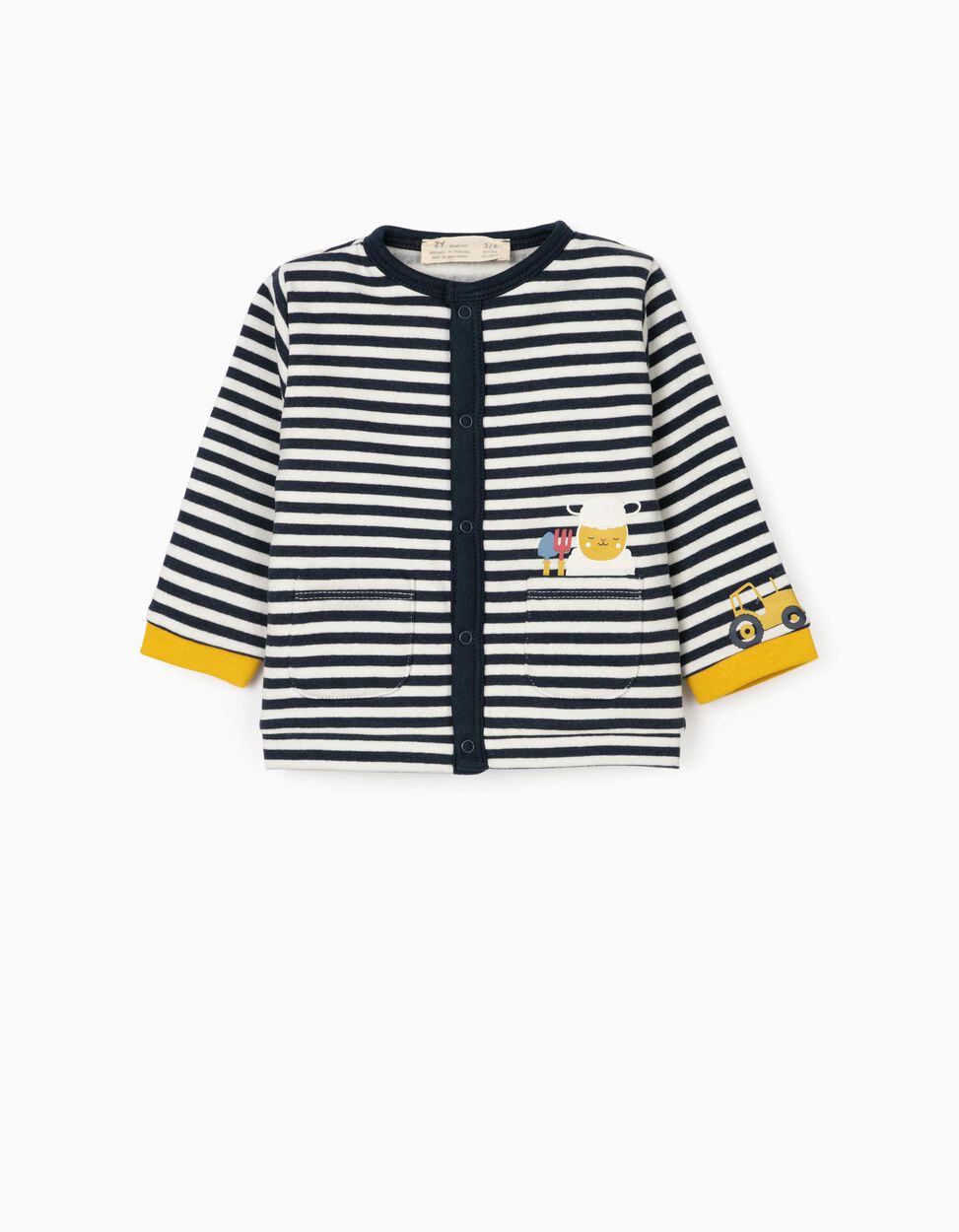 Zippy - CARDIGAN FOR NEWBORN BABY BOYS, BLUE/WHITE/YELLOW