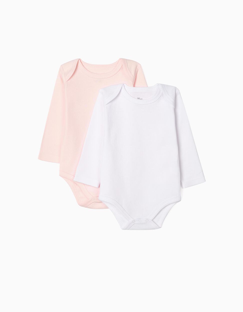 Zippy - 2-PACK LONG-SLEEVED BODYSUITS, WHITE & PINK