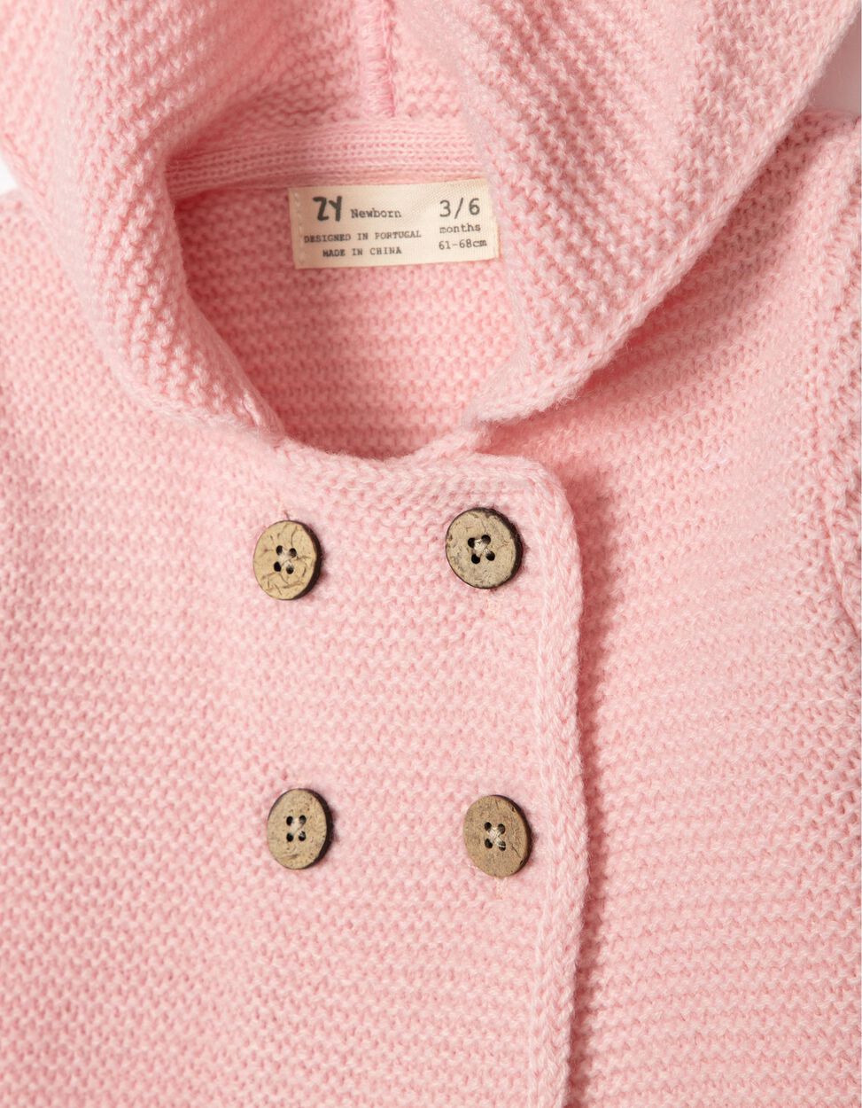 Zippy - HOODED ACRYLIC CARDIGAN FOR NEWBORN BABY GIRLS, PINK 3