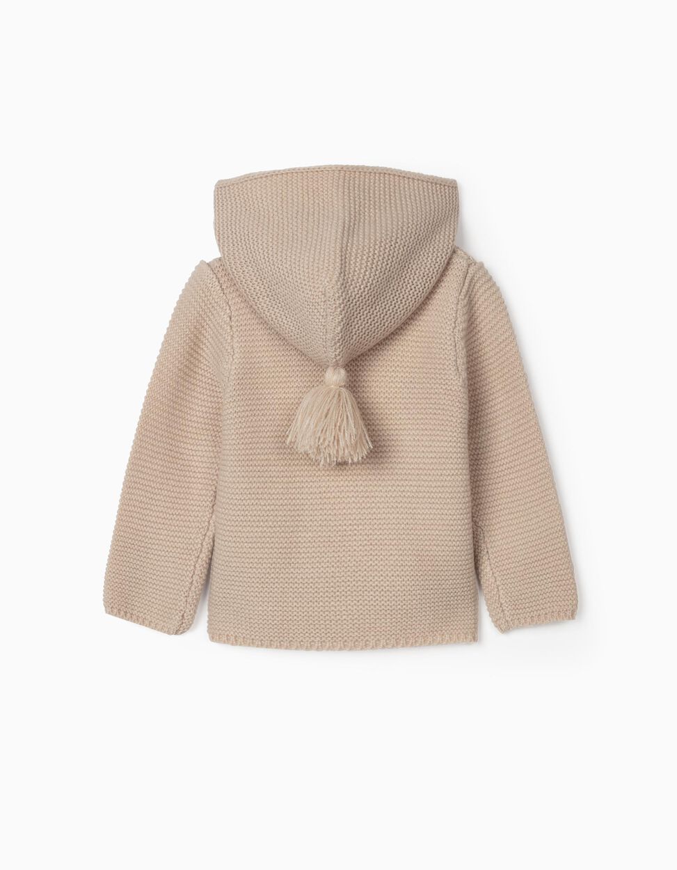 Zippy - HOODED ACRYLIC CARDIGAN FOR NEWBORN BABY BOYS, BEIGE 2