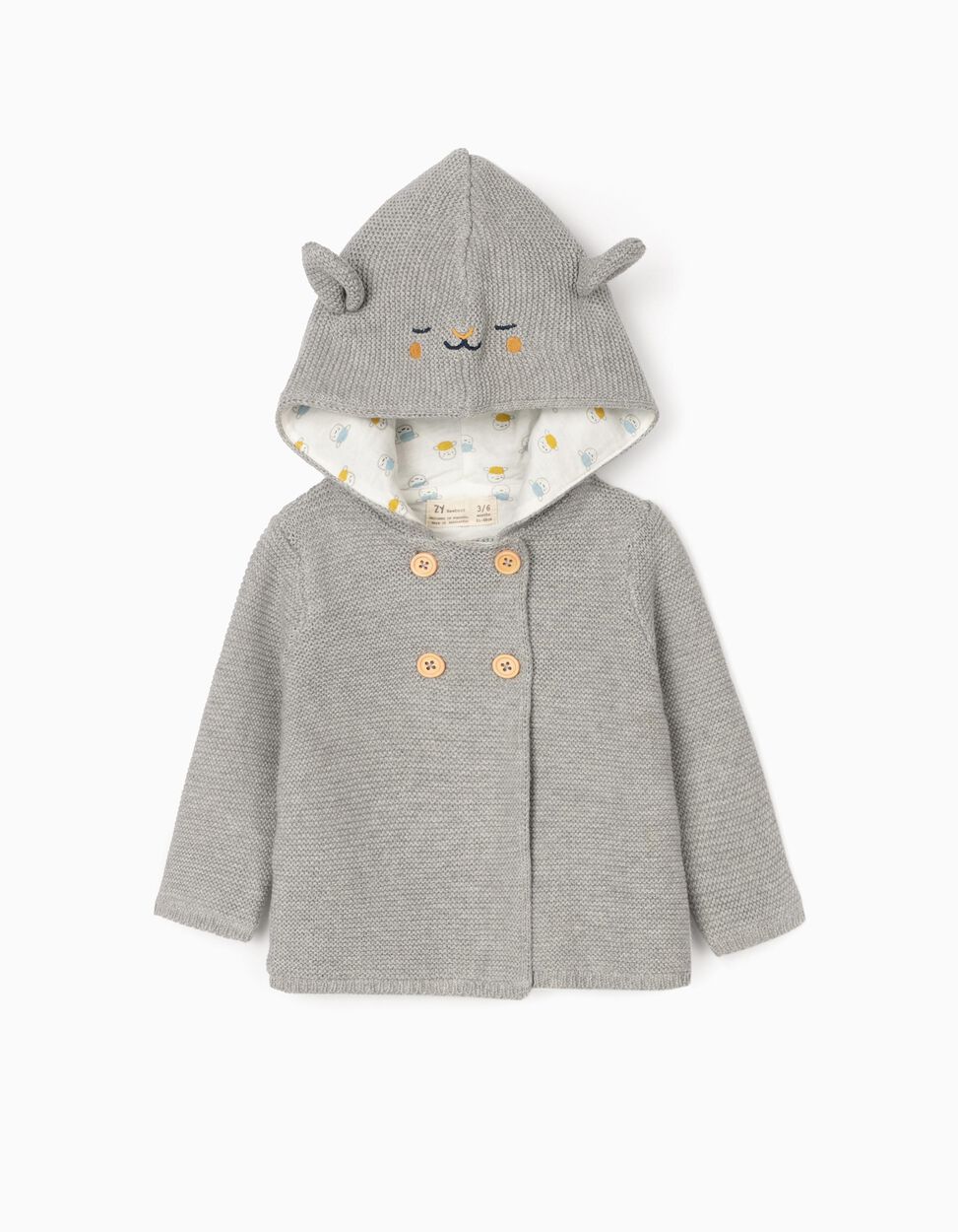Zippy - HOODED CARDIGAN FOR NEWBORN BABY BOYS, GREY