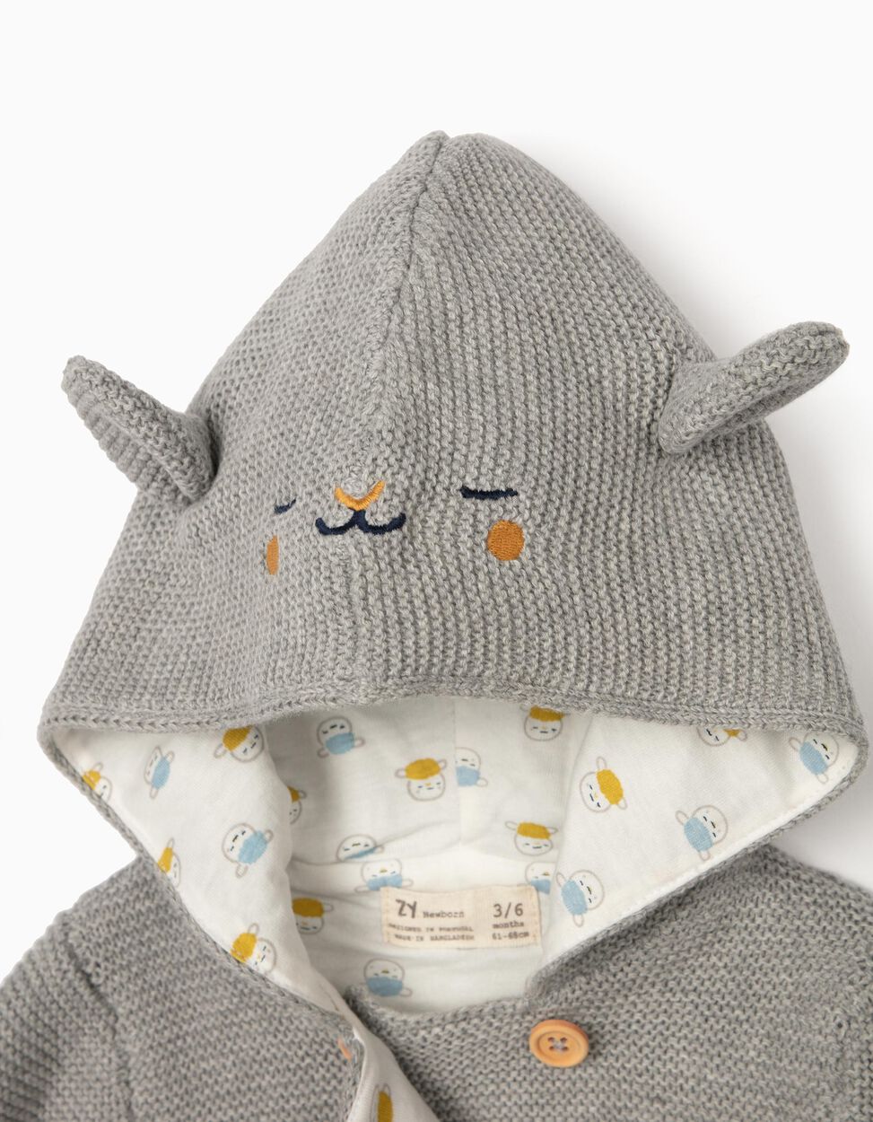 Zippy - HOODED CARDIGAN FOR NEWBORN BABY BOYS, GREY 3