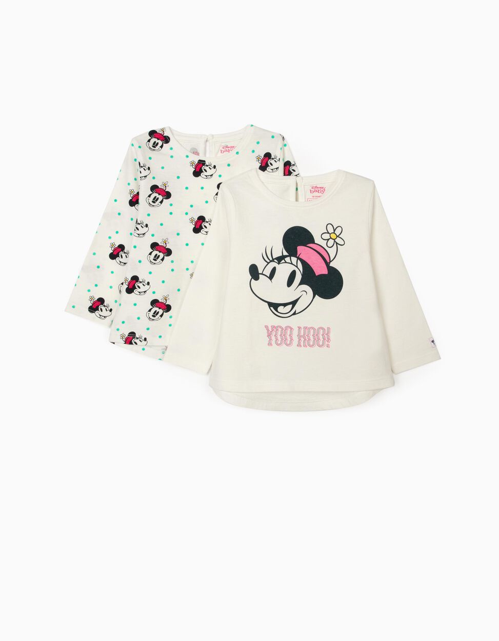 Zippy - 2 LONG SLEEVE T-SHIRTS FOR BABY GIRLS 'MINNIE YOO HOO', WHITE