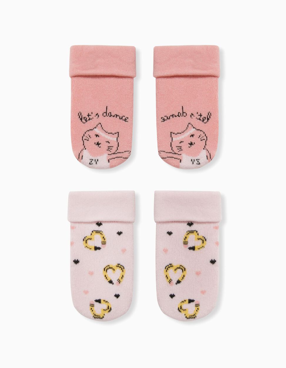 ZIPPY - 2 PAIRS OF NON-SLIP SOCKS FOR BABY GIRLS, 'DANCE', PINK