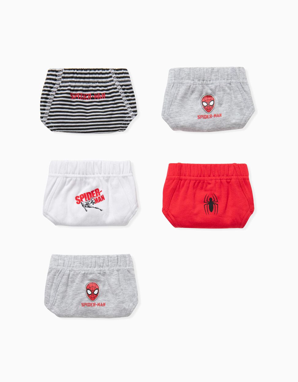 Zippy - 5 BRIEFS FOR BOYS, 'SPIDER-MAN', GREY/RED/WHITE