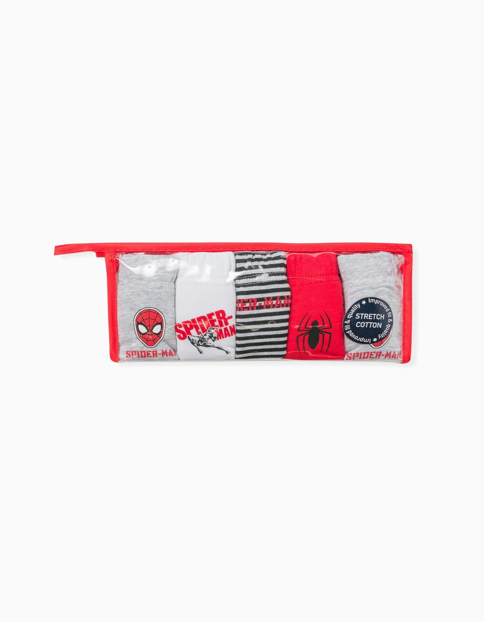 Zippy - 5 BRIEFS FOR BOYS, 'SPIDER-MAN', GREY/RED/WHITE 5