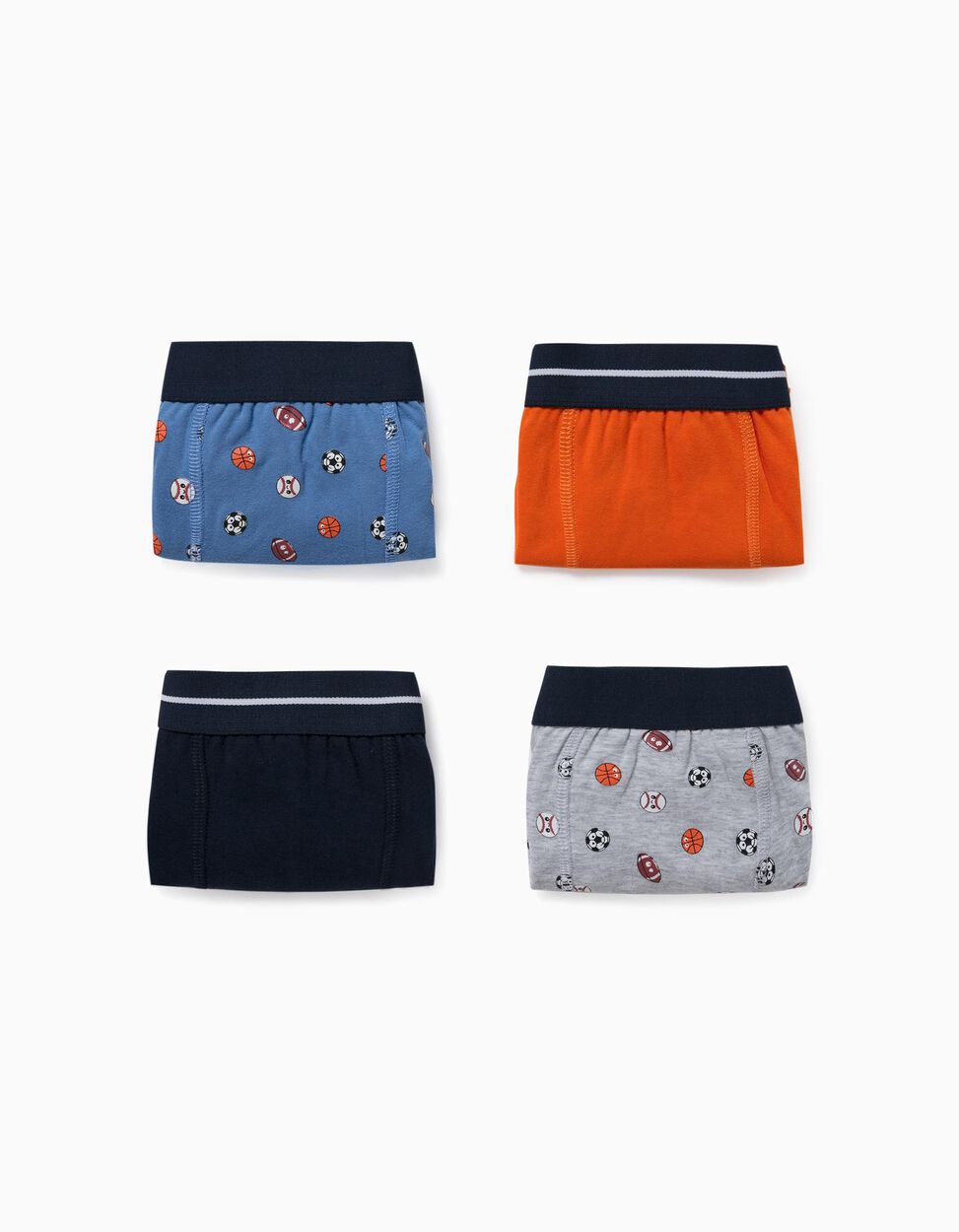 Zippy - 4 BOXER SHORTS FOR BOYS, 'SPORTS', GREY/ORANGE/BLUE