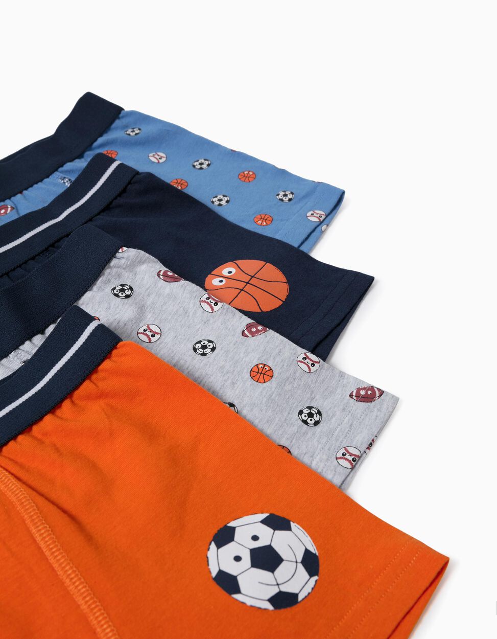 Zippy - 4 BOXER SHORTS FOR BOYS, 'SPORTS', GREY/ORANGE/BLUE 2