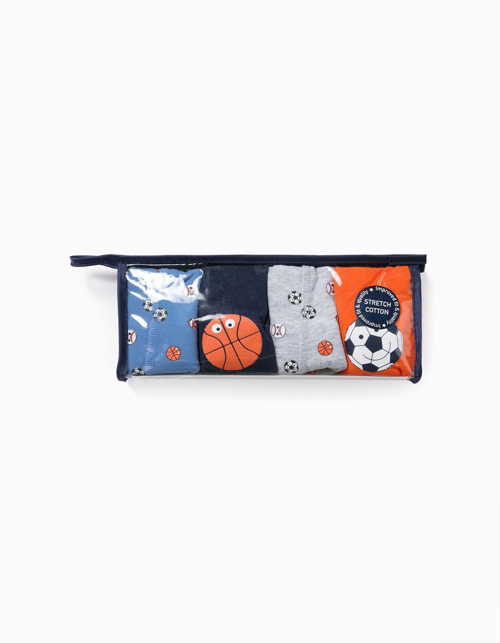 Zippy - 4 BOXER SHORTS FOR BOYS, 'SPORTS', GREY/ORANGE/BLUE 5