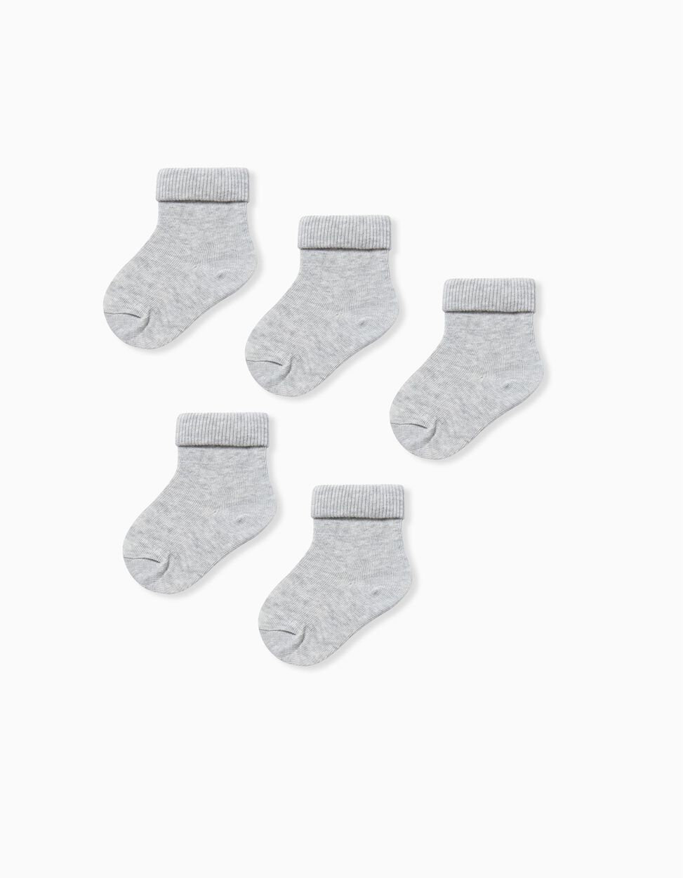 Zippy - 5-PACK PAIRS OF SOCKS WITH TURNDOWN FOR BABY BOYS, GREY