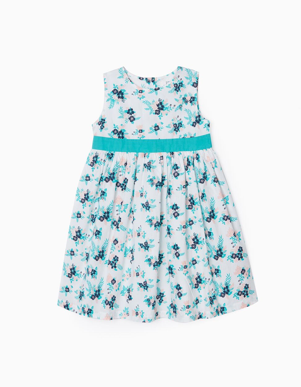 ZIPPY - ROBE FILLE 'FLOWERS', BLANC/VERT D'EAU