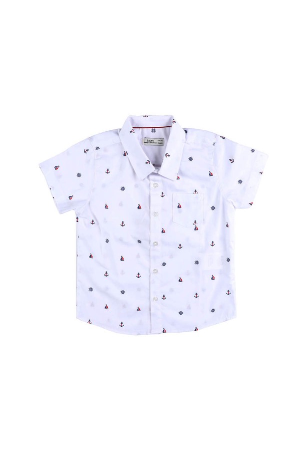 ZEN Enfant - Chemise garçon imprimé marin&nbsp; - blanc