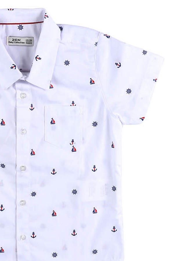 ZEN Enfant - Chemise garçon imprimé marin&nbsp; - blanc 2