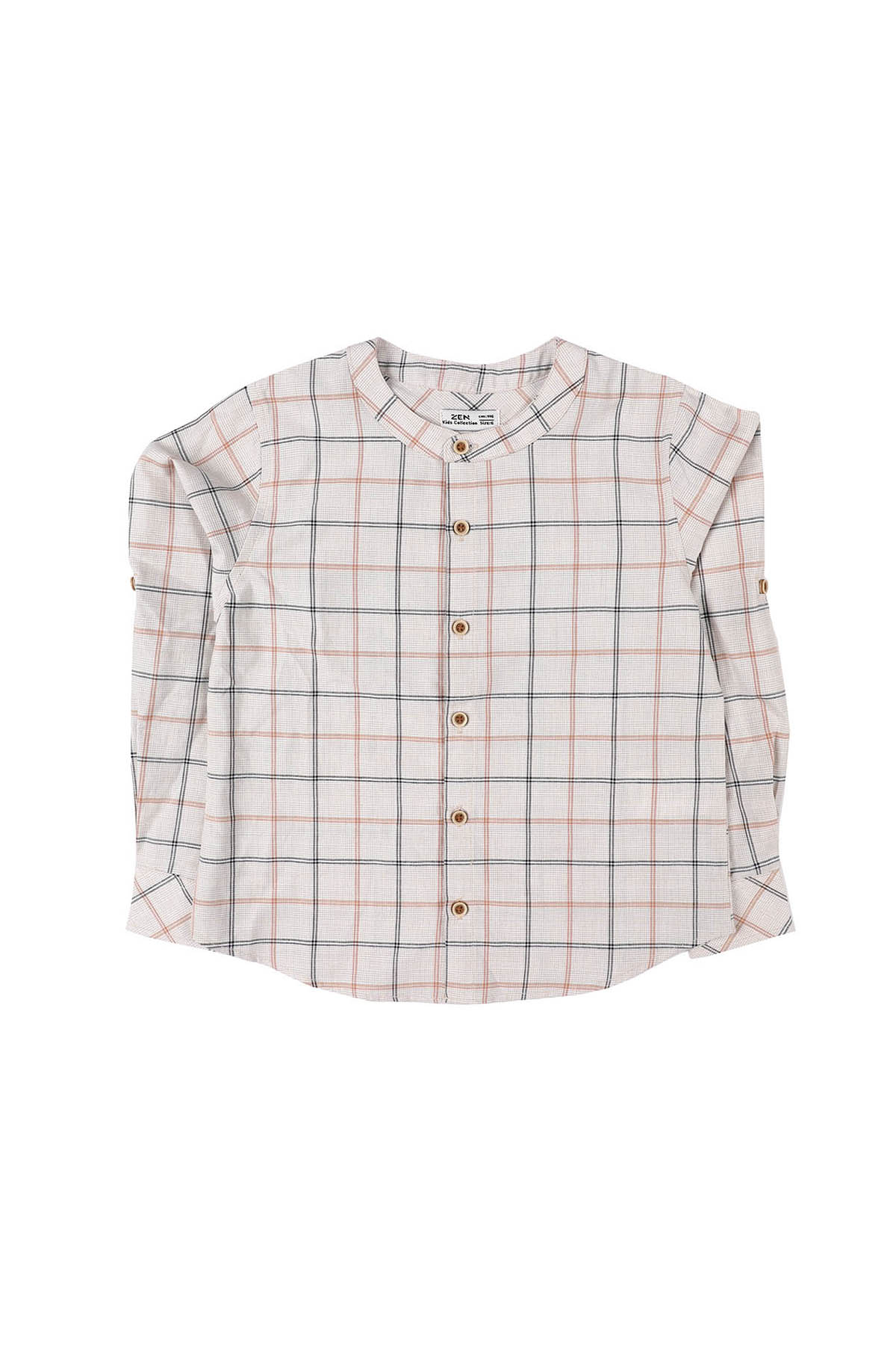 ZEN Enfant - CHEMISE À CARREAUX Col à revers Manches longues - BEIGE