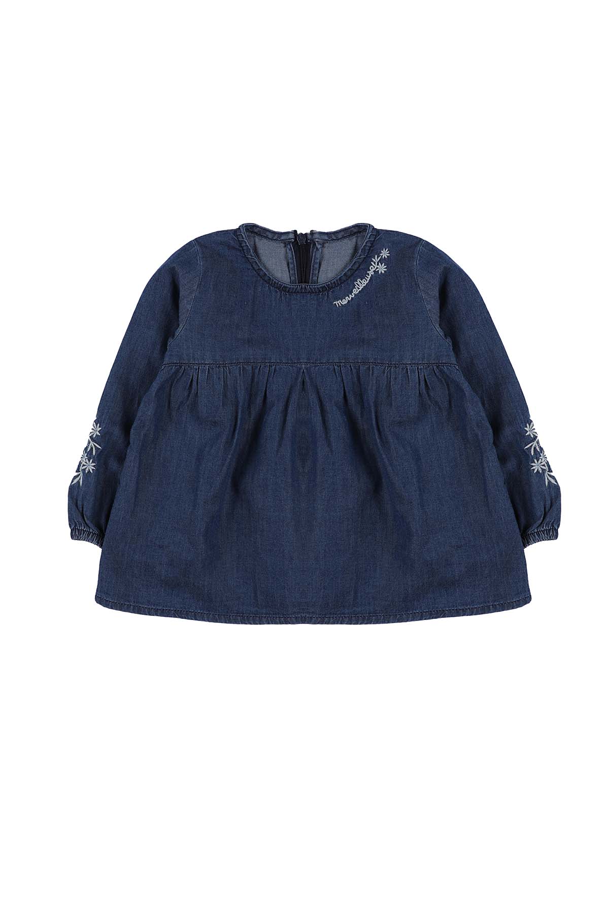 ZEN Enfant - Blouse bébé fillette à col rond et manches longues - Jeans