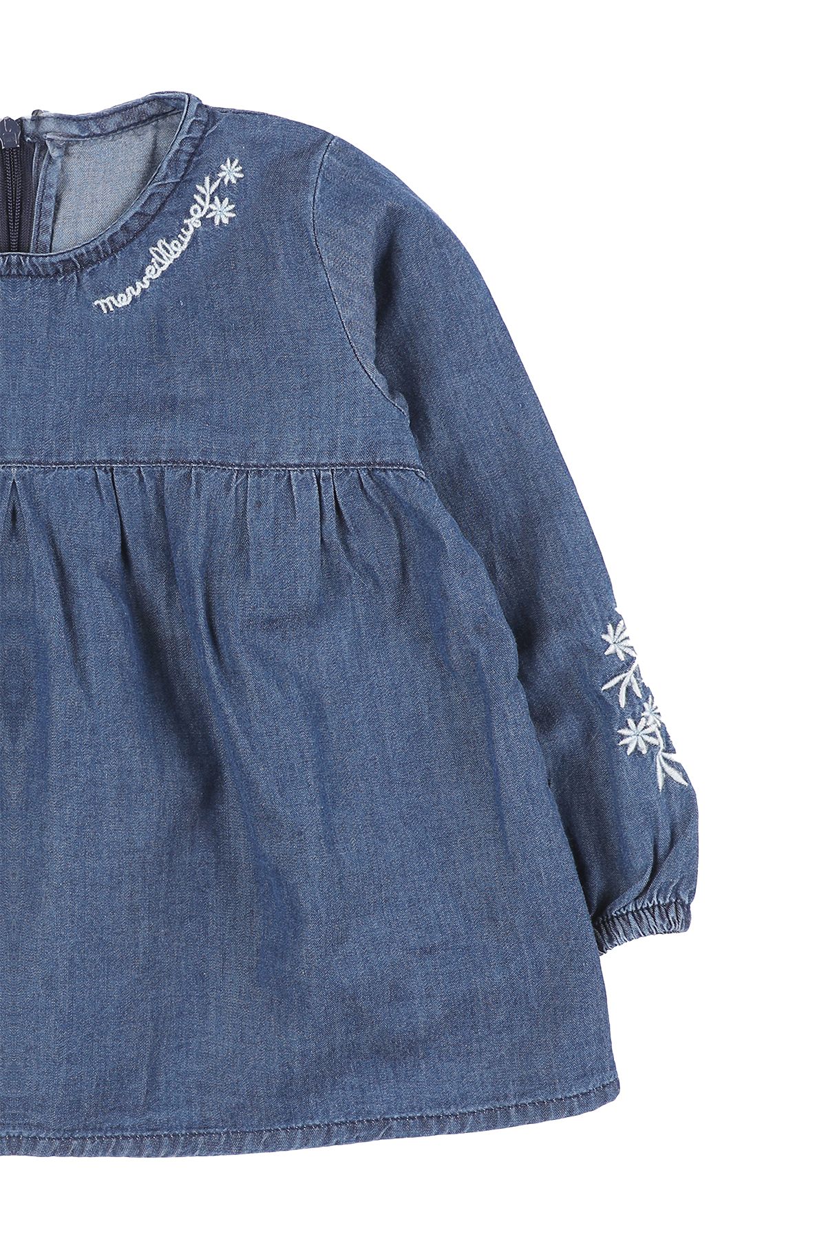 ZEN Enfant - Blouse bébé fillette à col rond et manches longues - Jeans/stone wash 2
