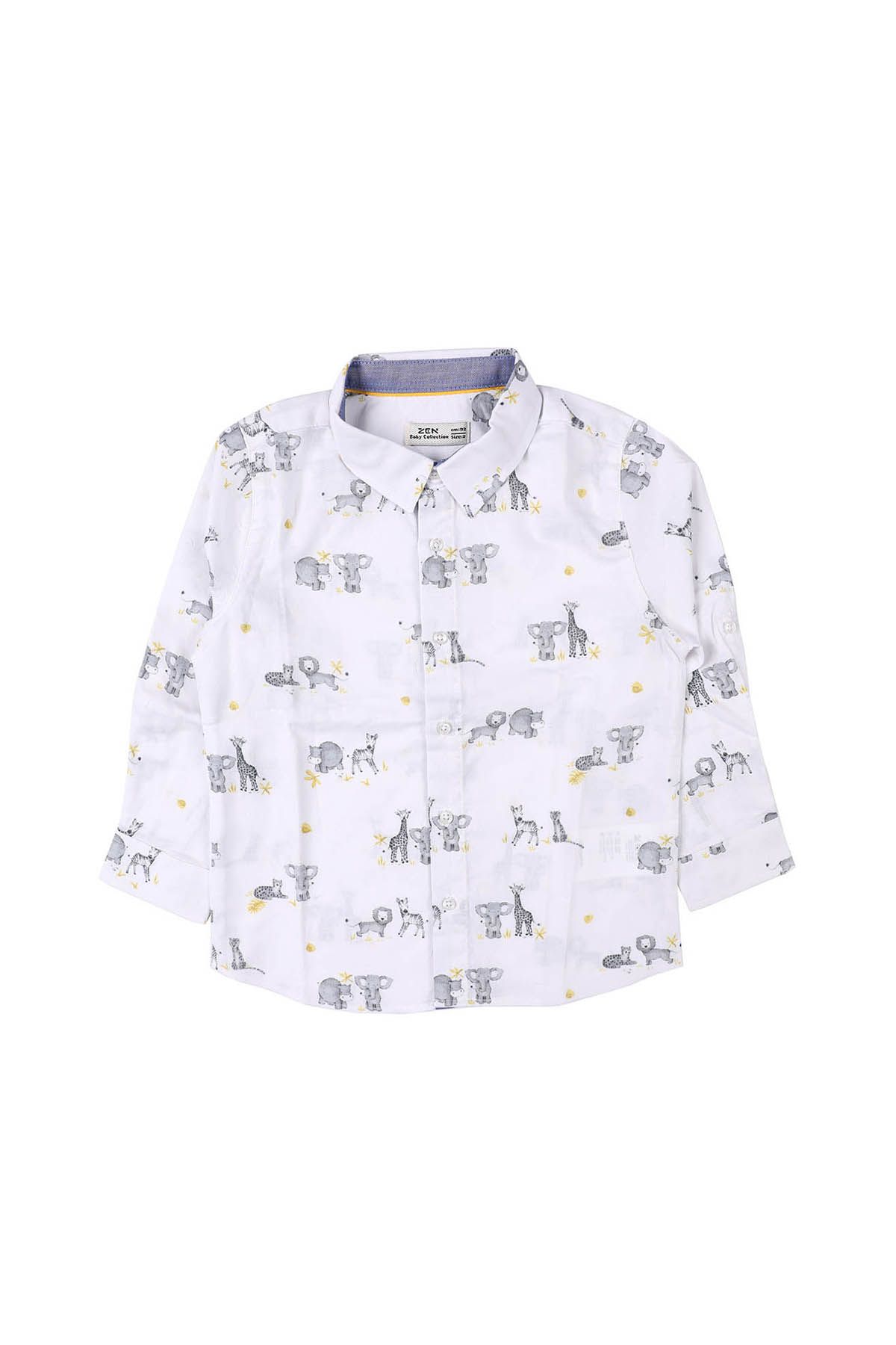 ZEN Enfant - Chemise Imprimée col à revers manches longues réglables - GRIS