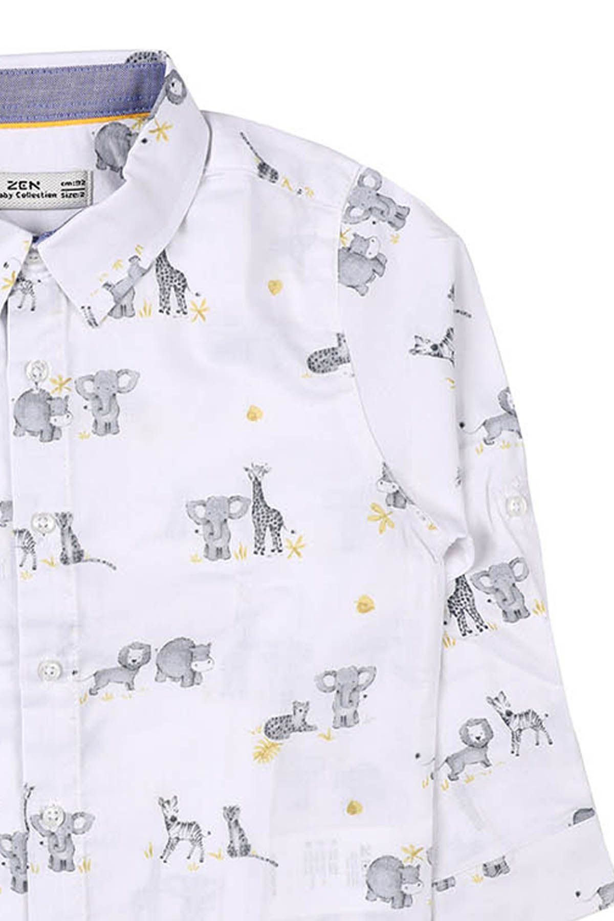 ZEN Enfant - Chemise Imprimée col à revers manches longues réglables - GRIS 2