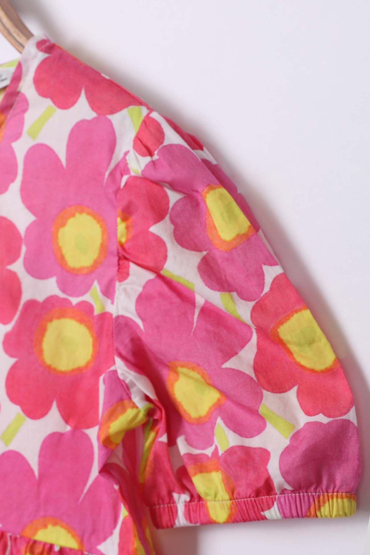 Zen Enfant - ROBE IMPRIMÉE FLEURS À VOLANTS - Rose 4