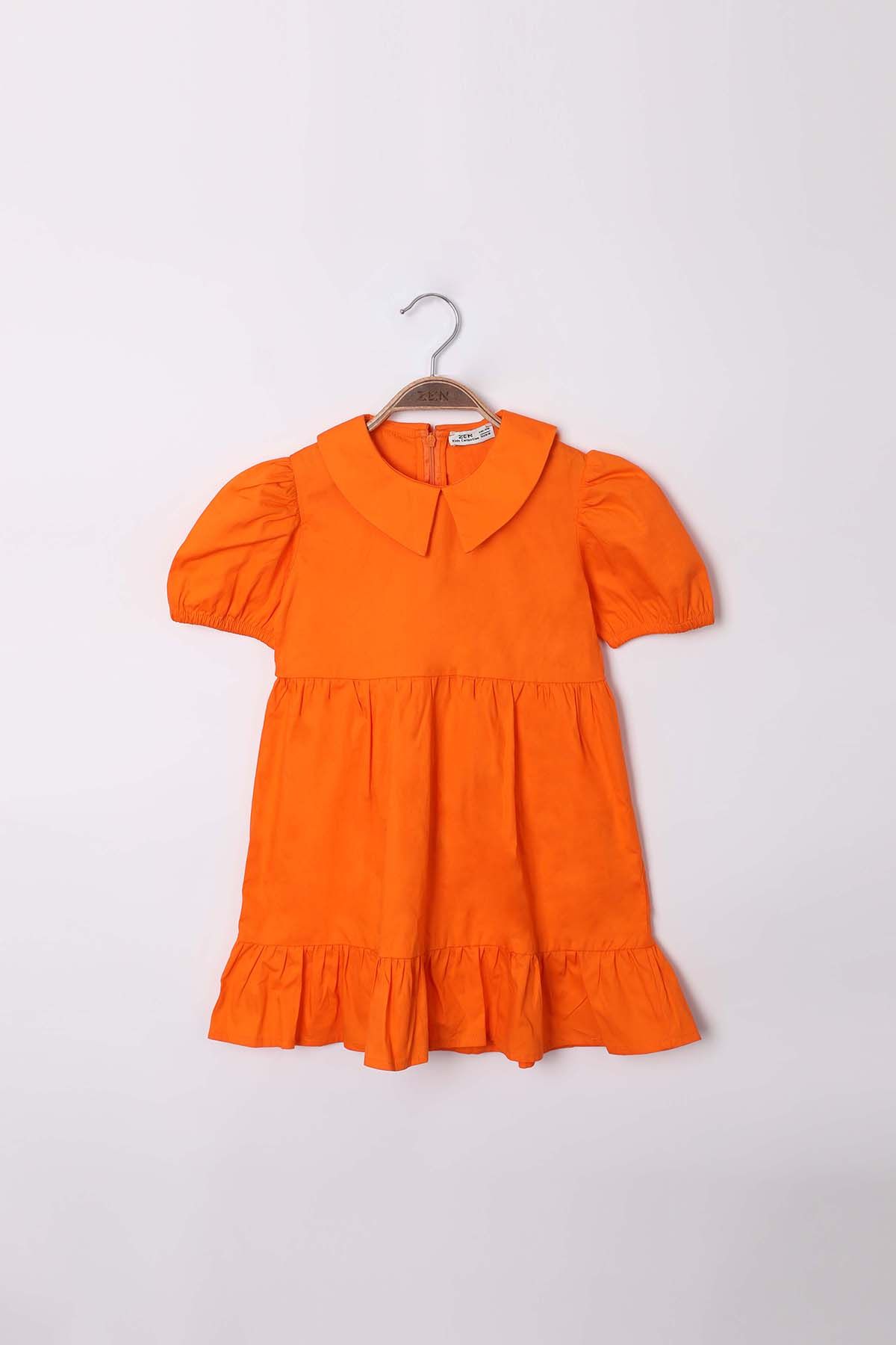 Zen Enfant - Robe à Volants En Popeline - Orange