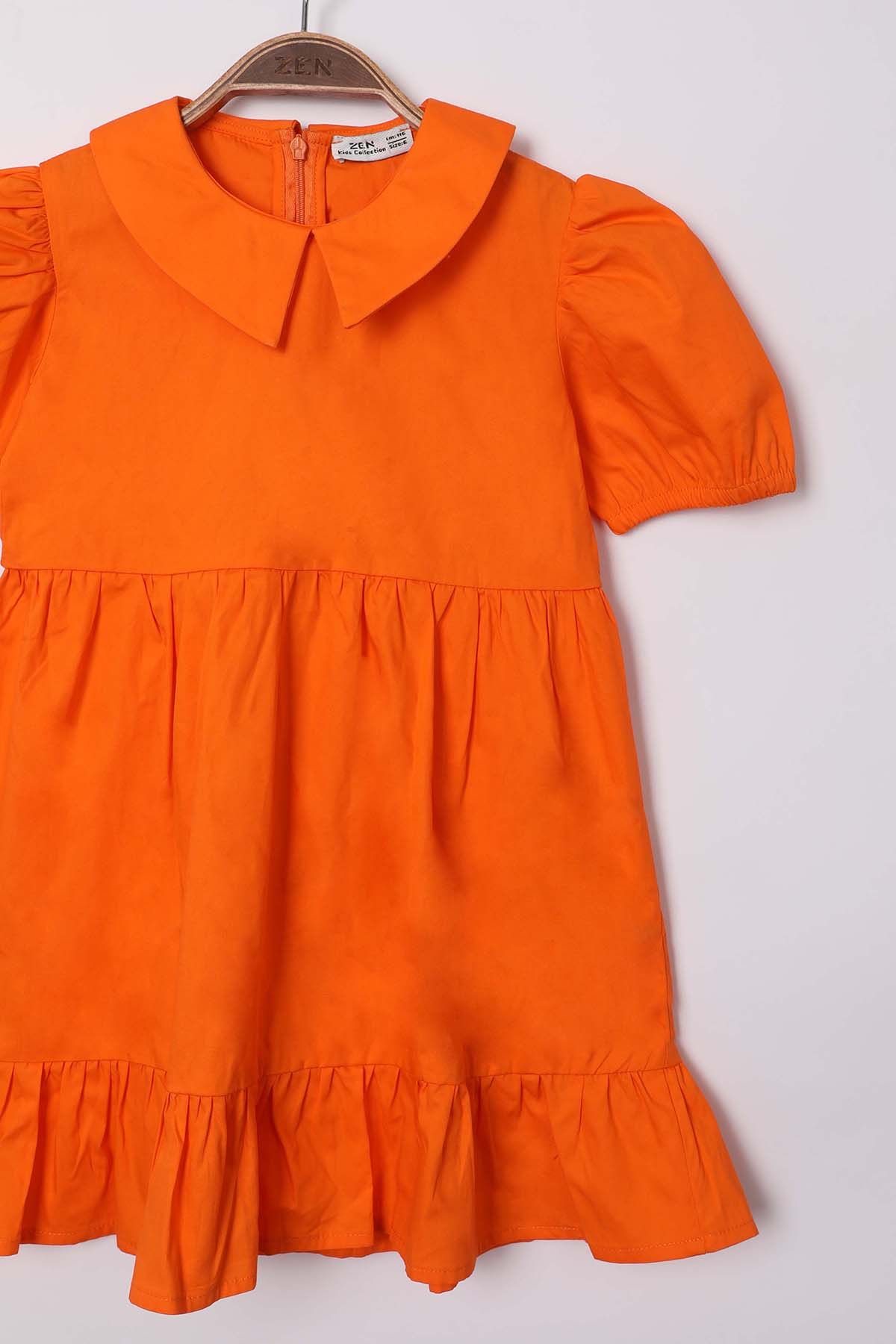 Zen Enfant - Robe à Volants En Popeline - Orange 2