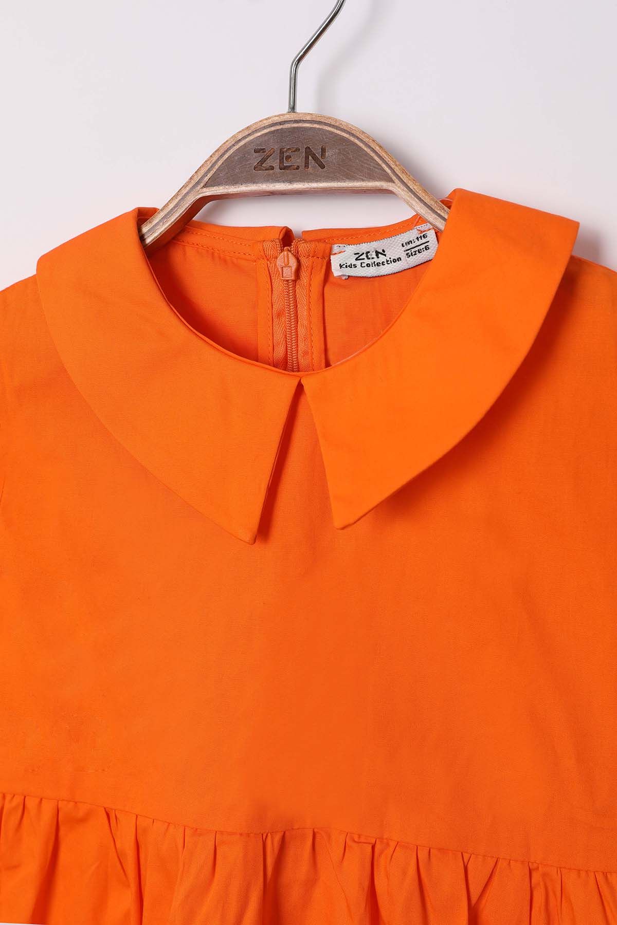 Zen Enfant - Robe à Volants En Popeline - Orange 4